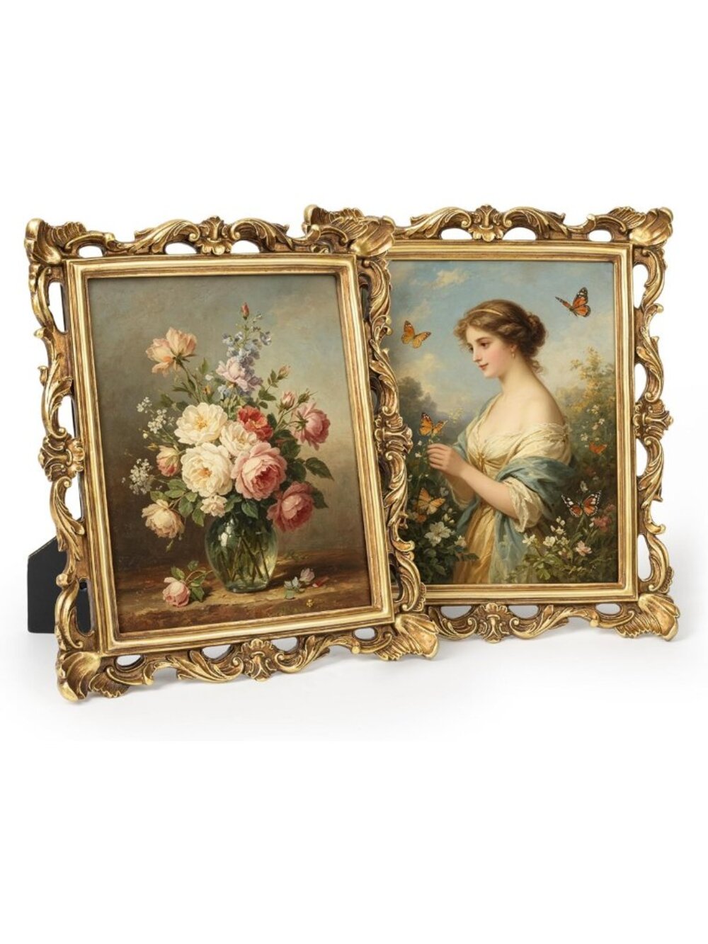 Elegant Vintage Picture Frames Set of 2 - 8x10 Antique Photo Display, Wall